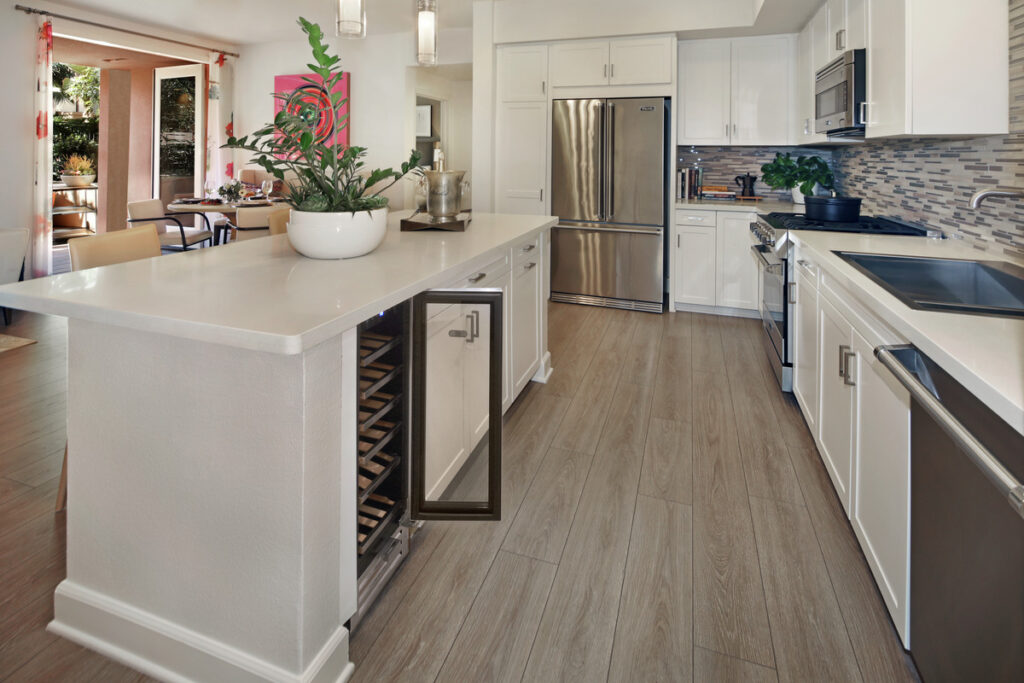 Photo of the Villas at Playa Vista Montecito kitchen featuring the person wine cellar.